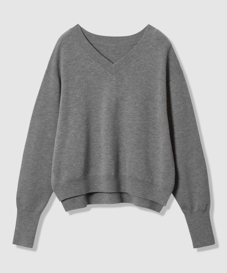 allureville ウールスムース2WAYネックプルオーバー グレー (92)