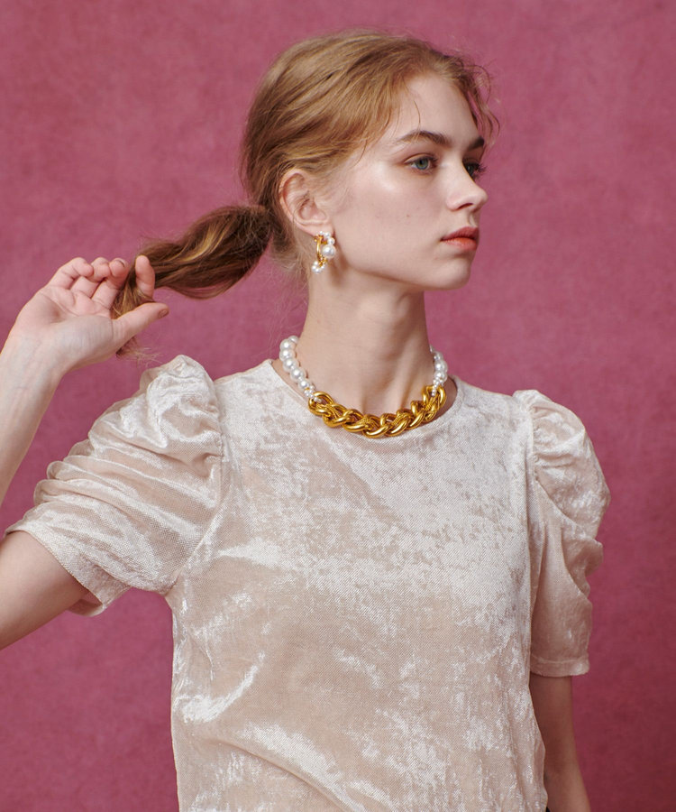 2 美品　LOULOU WILLOUGHBY ベロア　チュニック LOULOU WILLOUGHBY】ベロア半袖プルオーバー|allureville