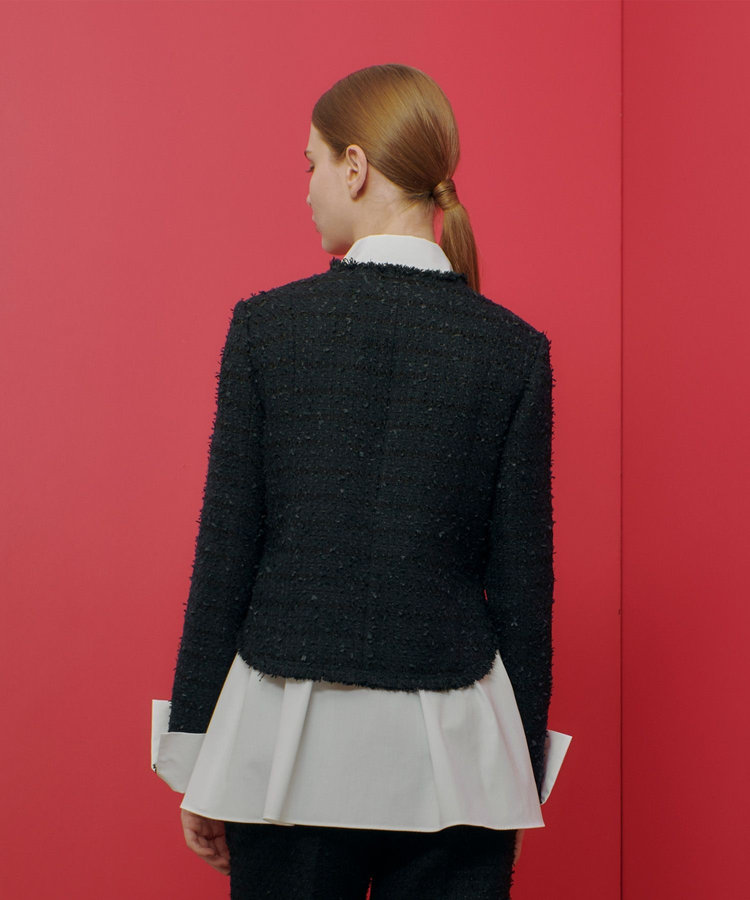 LOULOU WILLOUGHBY 【LOULOU WILLOUGHBY】ファンシーツイードクルージャケット ネイビー (65)