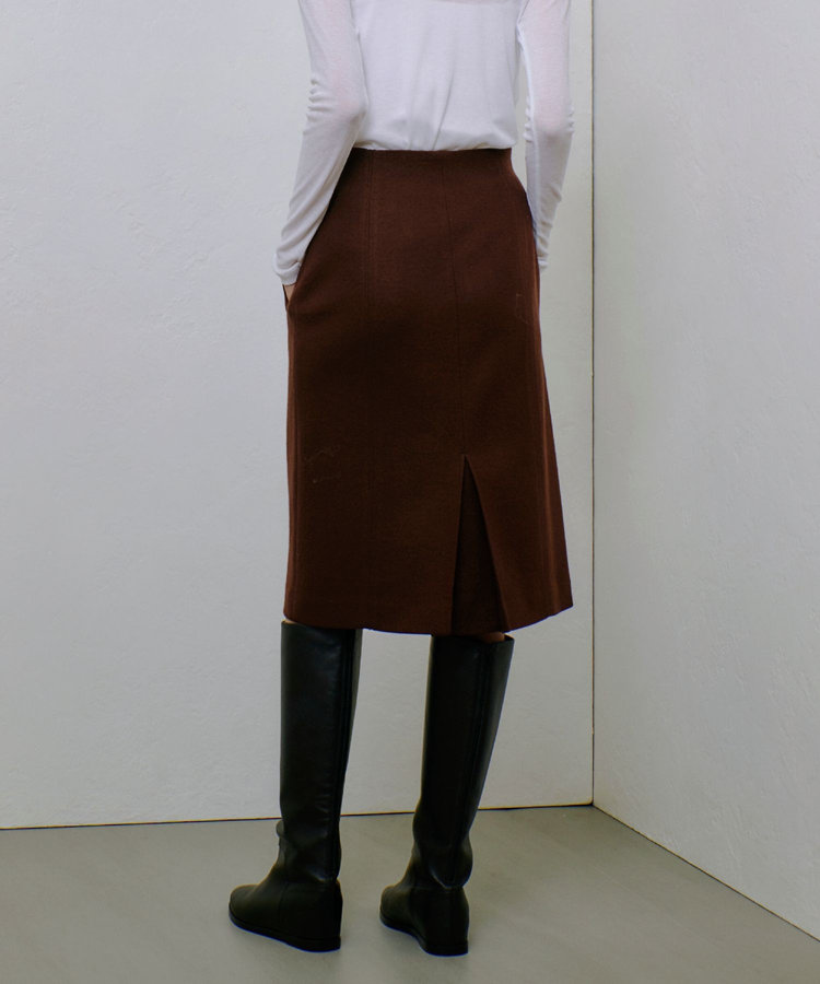 allureville ハードメルトンスムースミディスカート ブラウン (81)