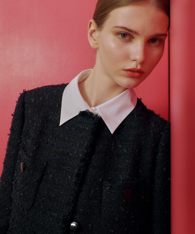 LOULOU WILLOUGHBY 【LOULOU WILLOUGHBY】ファンシーツイードクルージャケット ネイビー (65)