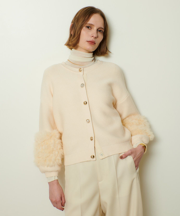 allureville ラビットカフクレイジー釦2WAYプルオーバー アイボリー (04)