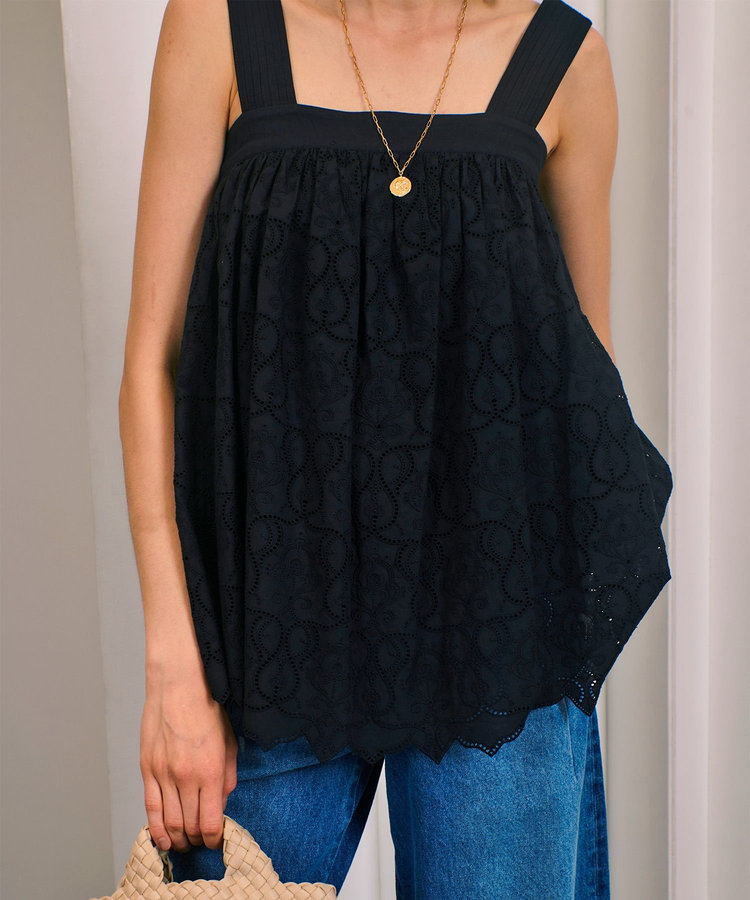 allureville シフリー刺繍ブラウス ブラック (95)