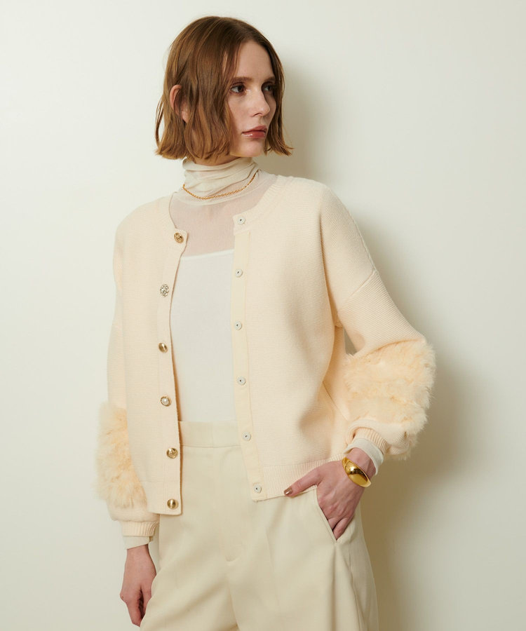 allureville ラビットカフクレイジー釦2WAYプルオーバー アイボリー (04)