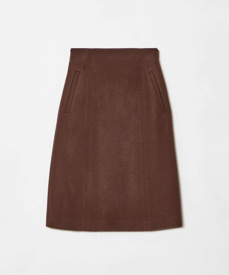 allureville ハードメルトンスムースミディスカート ブラウン (81)