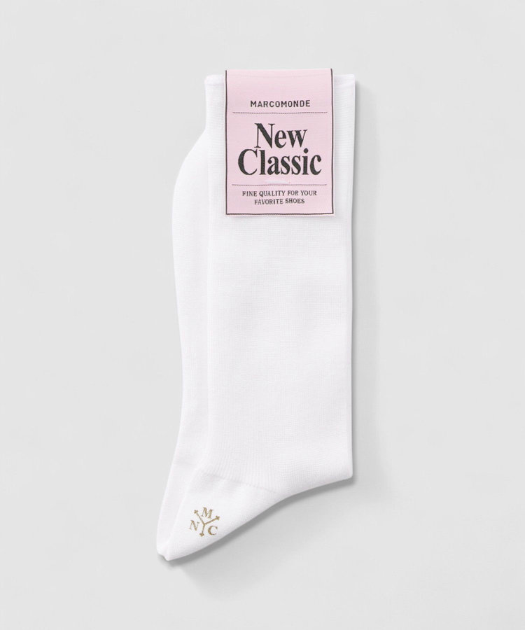 buying 【MARCOMONDE(マルコモンド)】FINE GAUGE COTTON RIBBEDSOCKS ホワイト (01)