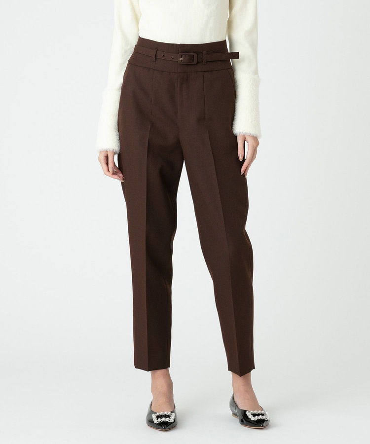 LOULOU WILLOUGHBY 【LOULOU WILLOUGHBY】T/Wギャバテーパードパンツ ブラウン (81)