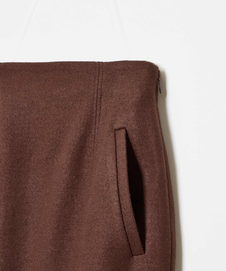 allureville ハードメルトンスムースミディスカート ブラウン (81)