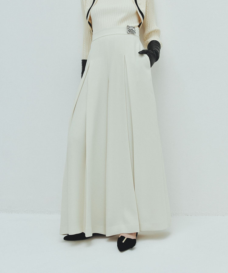 LOULOU WILLOUGHBY 【LOULOU WILLOUGHBY】ジョーゼットタックワイドパンツ アイボリー (04)