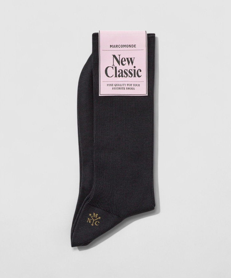 buying 【MARCOMONDE(マルコモンド)】FINE GAUGE COTTON RIBBEDSOCKS ブラック (95)