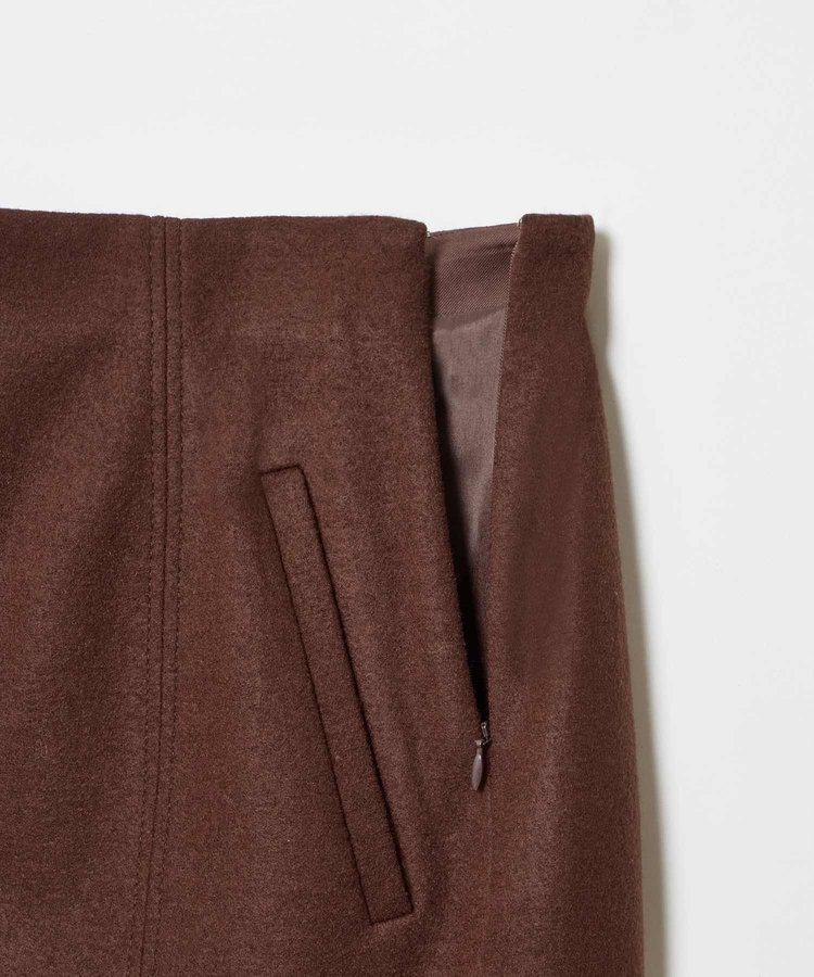 allureville ハードメルトンスムースミディスカート ブラウン (81)