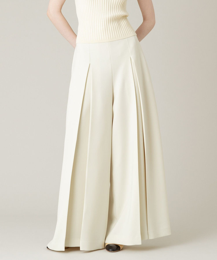 LOULOU WILLOUGHBY 【LOULOU WILLOUGHBY】ジョーゼットタックワイドパンツ アイボリー (04)
