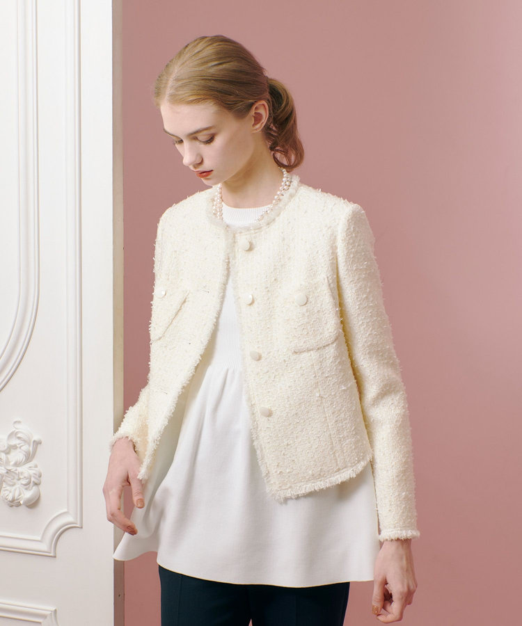 LOULOU WILLOUGHBY 【LOULOU WILLOUGHBY】ファンシーツイードクルージャケット オフホワイト (02)