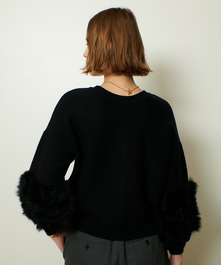 allureville ラビットカフクレイジー釦2WAYプルオーバー ブラック (95)