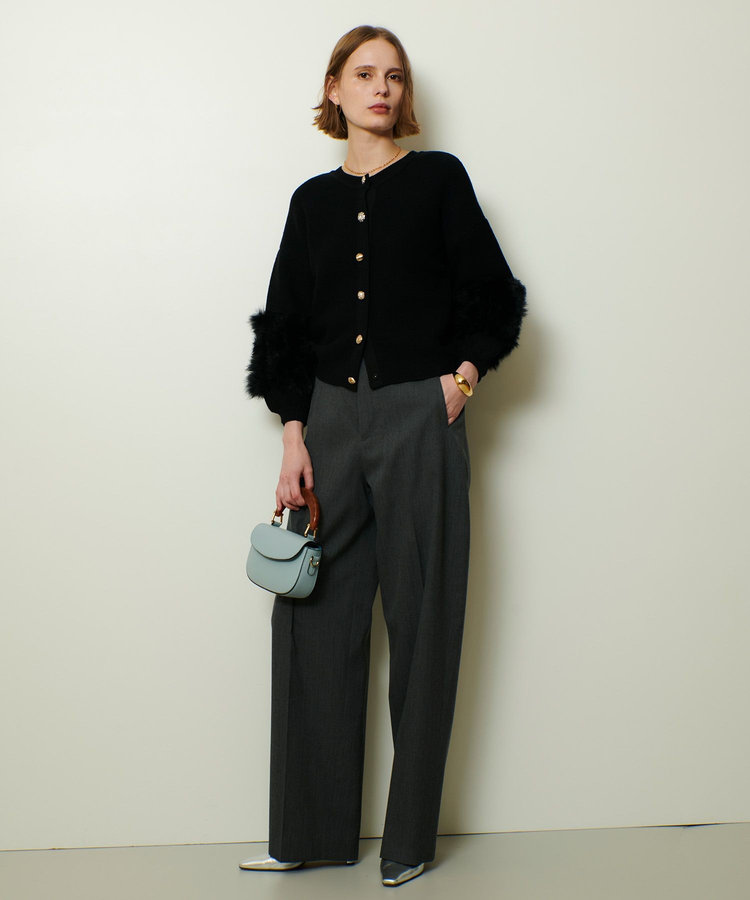 allureville ラビットカフクレイジー釦2WAYプルオーバー ブラック (95)