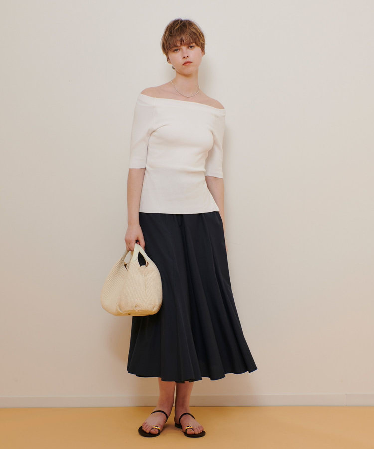 allureville 2WAY ネック5分袖プルオーバー オフホワイト (02)