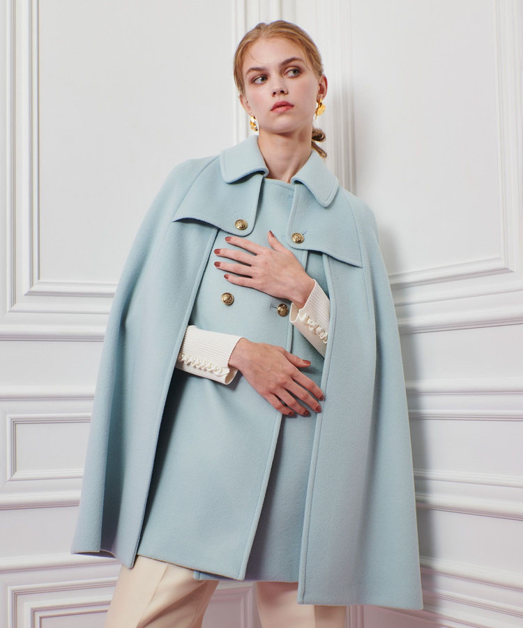 LOULOU WILLOUGHBY 【LOULOU WILLOUGHBY】シャルムビーバーケープコート サックス (63)