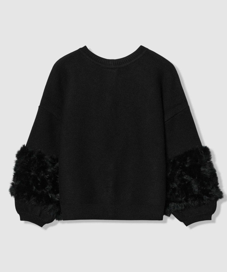 allureville ラビットカフクレイジー釦2WAYプルオーバー ブラック (95)