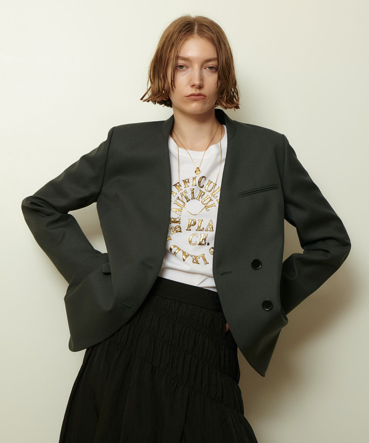 ウールサージノーカラージャケット|allureville OFFICIAL SITE