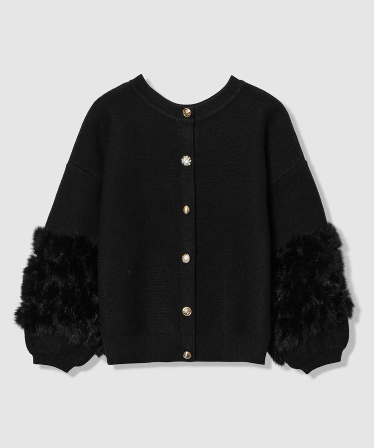 allureville ラビットカフクレイジー釦2WAYプルオーバー ブラック (95)