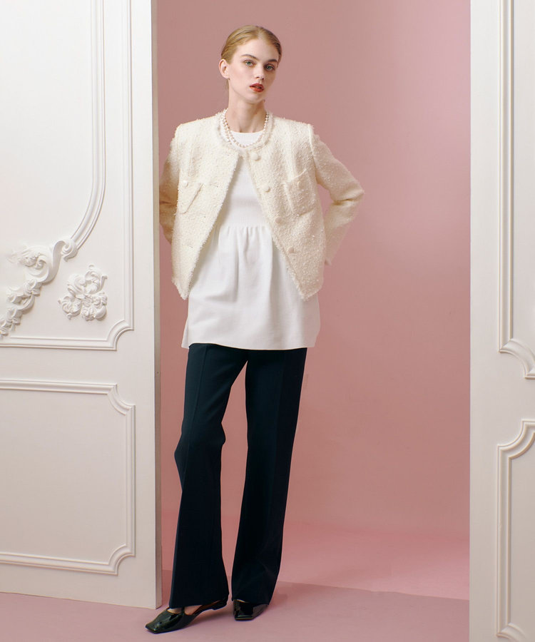 LOULOU WILLOUGHBY 【LOULOU WILLOUGHBY】ファンシーツイードクルージャケット オフホワイト (02)