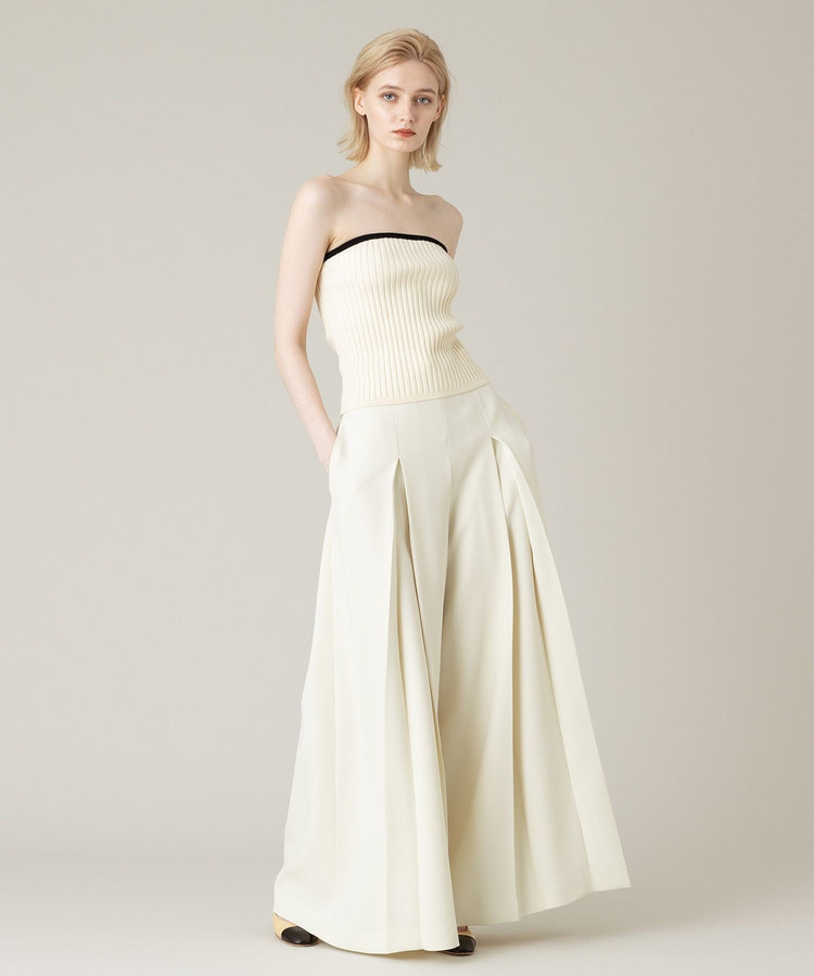 LOULOU WILLOUGHBY 【LOULOU WILLOUGHBY】ジョーゼットタックワイドパンツ アイボリー (04)