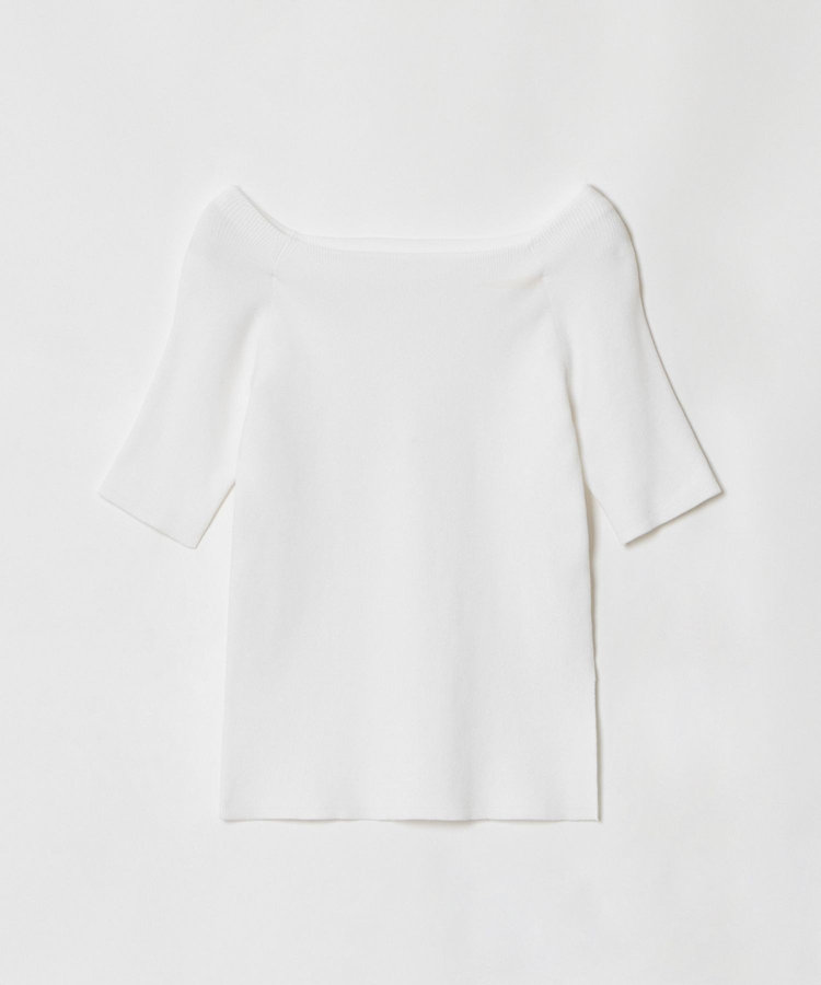 allureville 2WAY ネック5分袖プルオーバー オフホワイト (02)