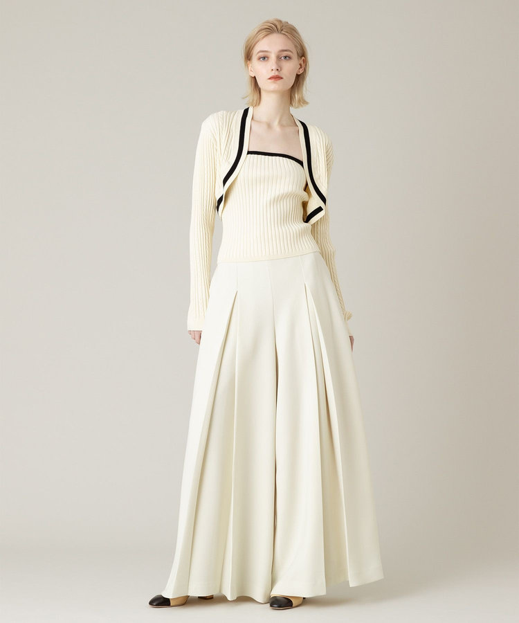 LOULOU WILLOUGHBY 【LOULOU WILLOUGHBY】ジョーゼットタックワイドパンツ アイボリー (04)