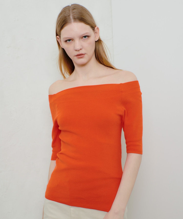 allureville 2WAY ネック5分袖プルオーバー オレンジ (31)