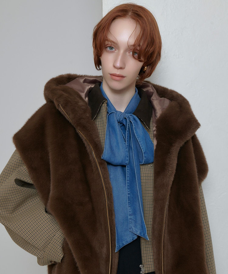 ❣️新品タグ付き❣️フェイクミンクファー フーデッドブルゾン フェイクミンクファーフーディーブルゾン|allureville OFFICIAL SITE