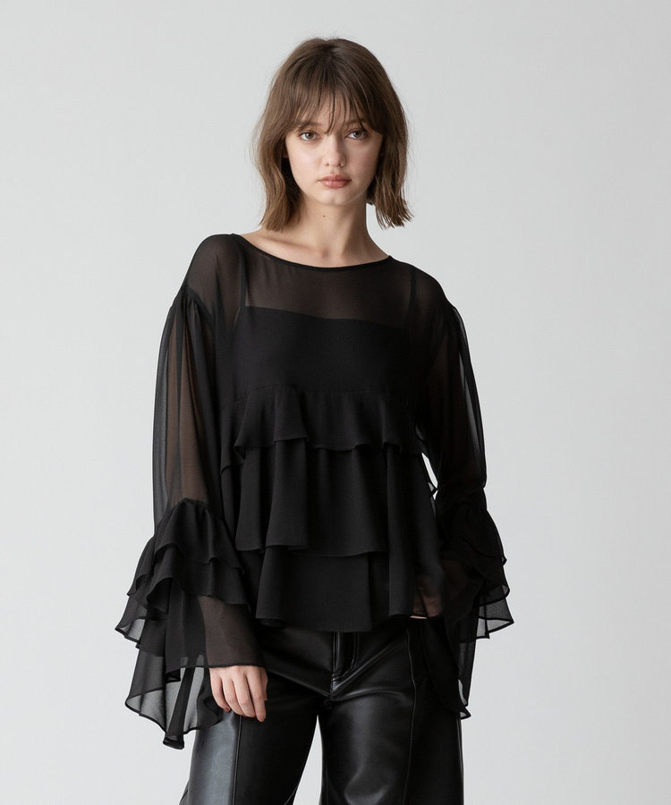 allureville ラッフルズブラウス ブラック (95)