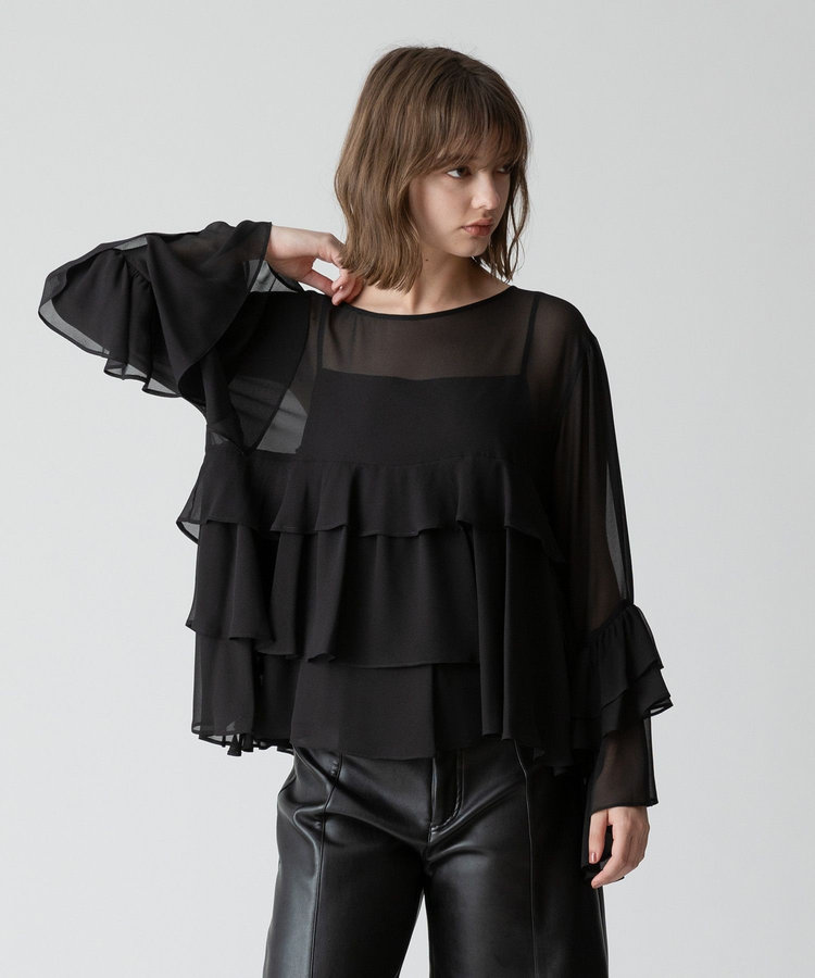 allureville ラッフルズブラウス ブラック (95)