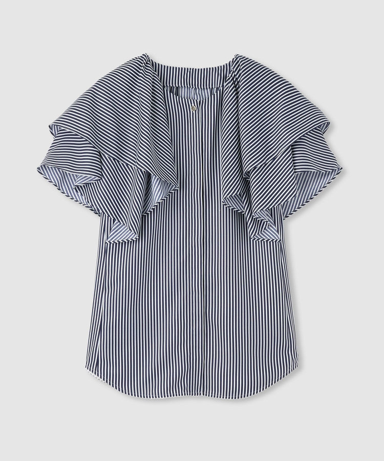 allureville レイヤーラッフルスリーブブラウス ネイビー (67)