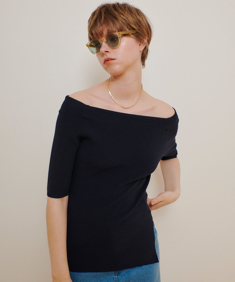 allureville 2WAY ネック5分袖プルオーバー ネイビー (65)