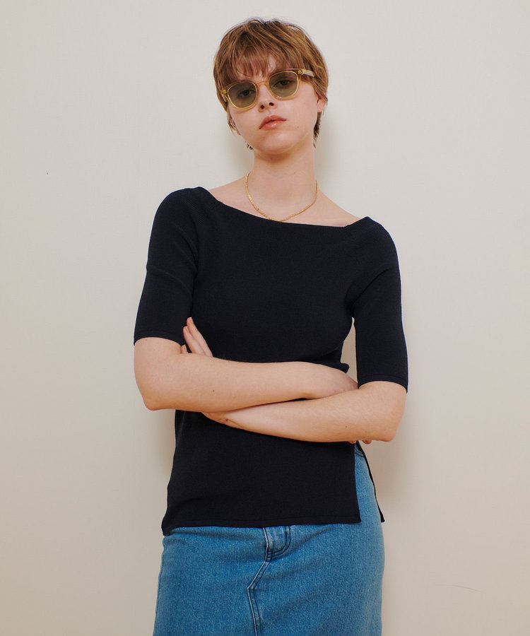 allureville 2WAY ネック5分袖プルオーバー ネイビー (65)