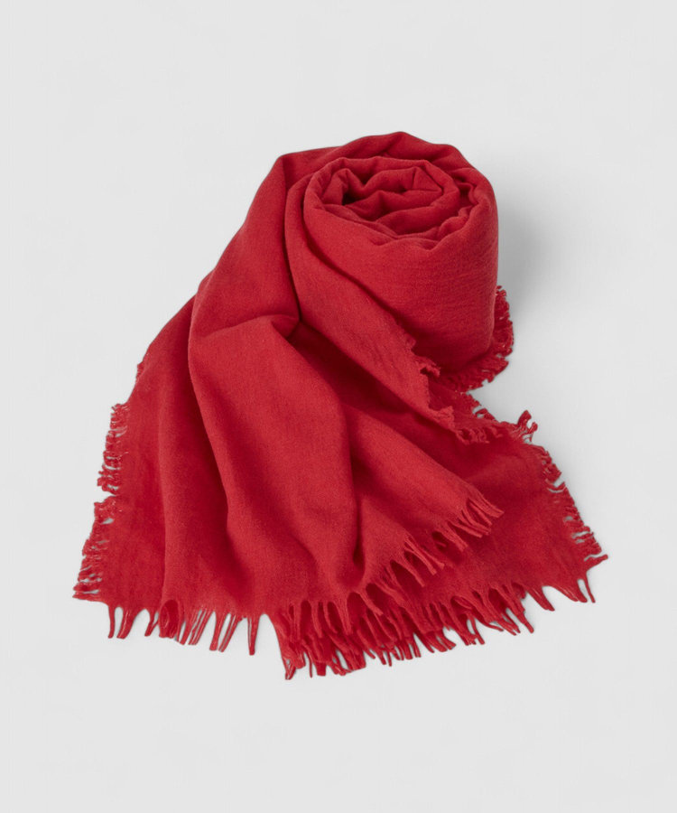 buying 【A SAUCE MELER(アソースメレ)】ファインラムエアリーソリッドウールストール レッド (43)