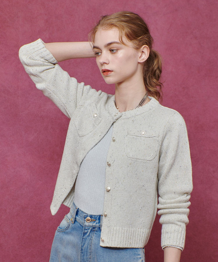 LOULOU WILLOUGHBY 【LOULOU WILLOUGHBY】GRAINYラメカーディガン ホワイト系 (08)