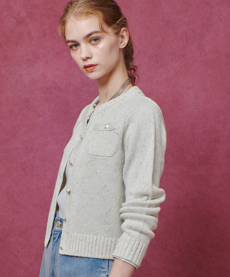 LOULOU WILLOUGHBY 【LOULOU WILLOUGHBY】GRAINYラメカーディガン ホワイト系 (08)