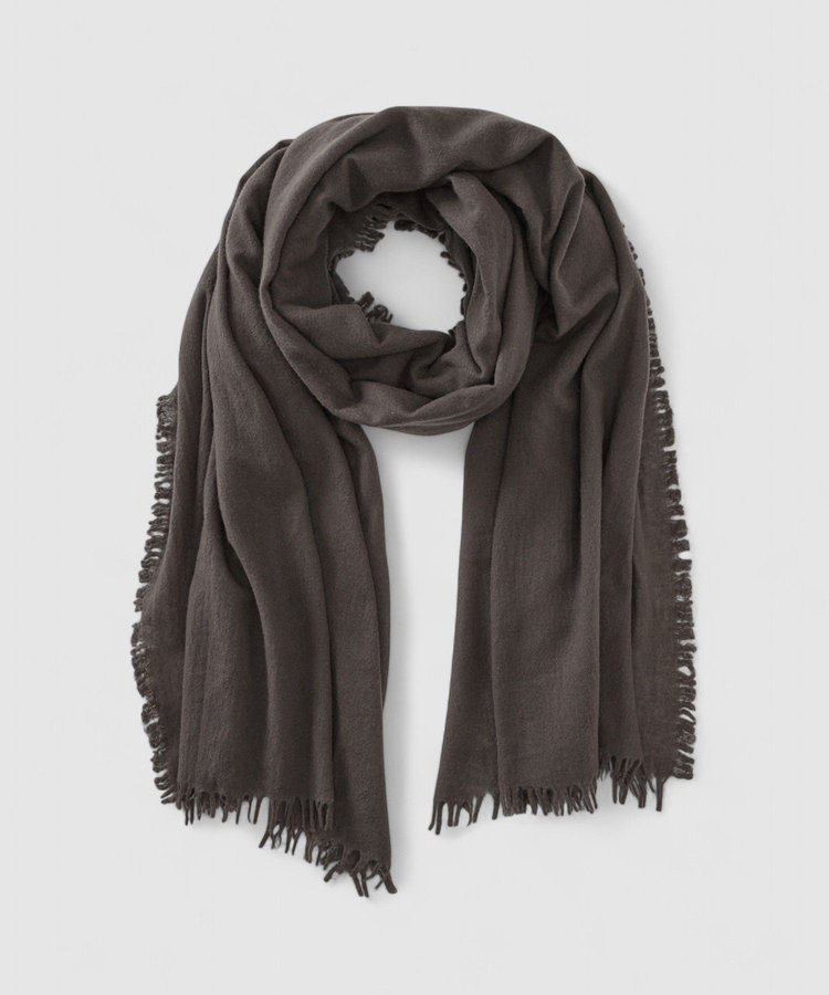 buying 【A SAUCE MELER(アソースメレ)】ファインラムエアリーソリッドウールストール ブラウン (81)