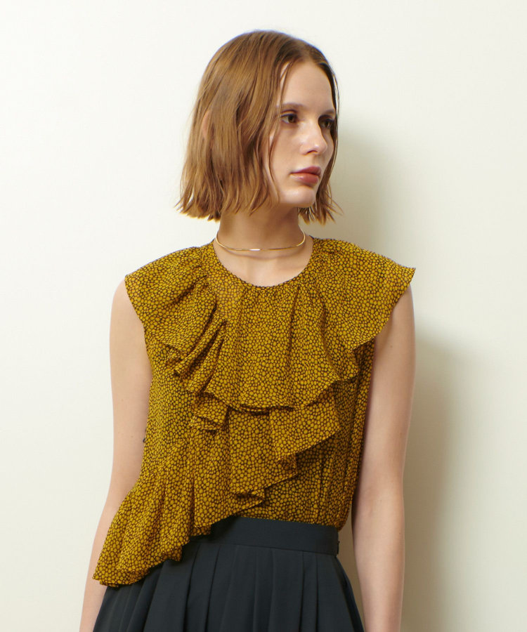 allureville ルミナスプリントアシンメラッフルブラウス イエロー系 (26)