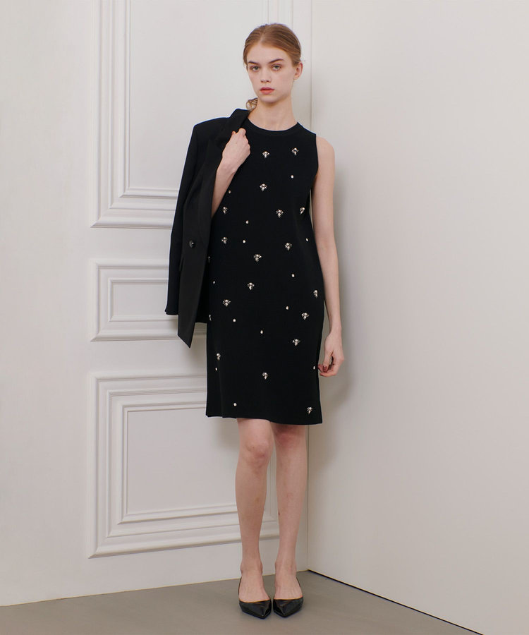 【美品】ルルウィルビー　ドレス　ワンピース　ノースリーブ　星柄　結婚式 美品】ルルウィルビー ドレス ワンピース ノースリーブ 星柄