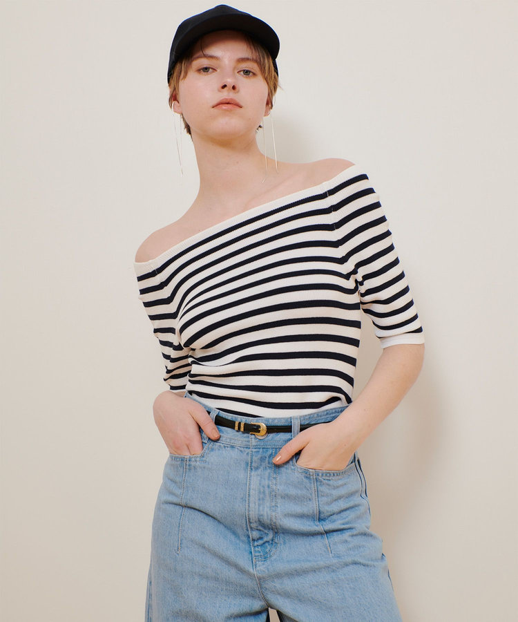 allureville 2WAY ネック5分袖プルオーバー ネイビー (67)