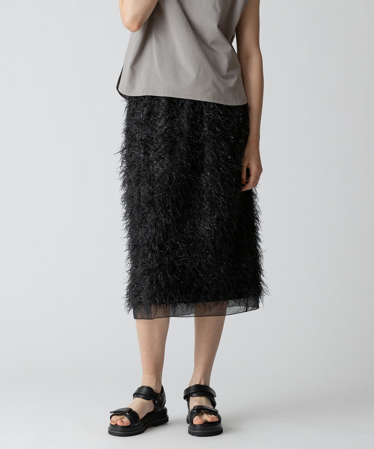 allureville フェザージャガード Iラインスカート ブラック (95)