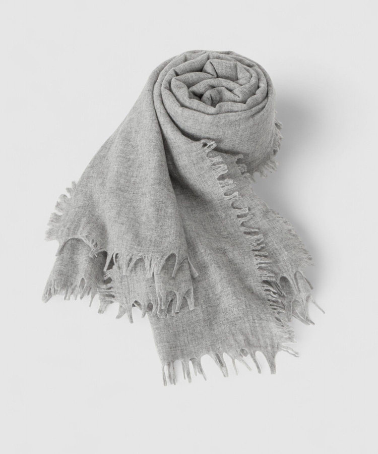 buying 【A SAUCE MELER(アソースメレ)】ファインラムエアリーソリッドウールストール ライトグレー (91)