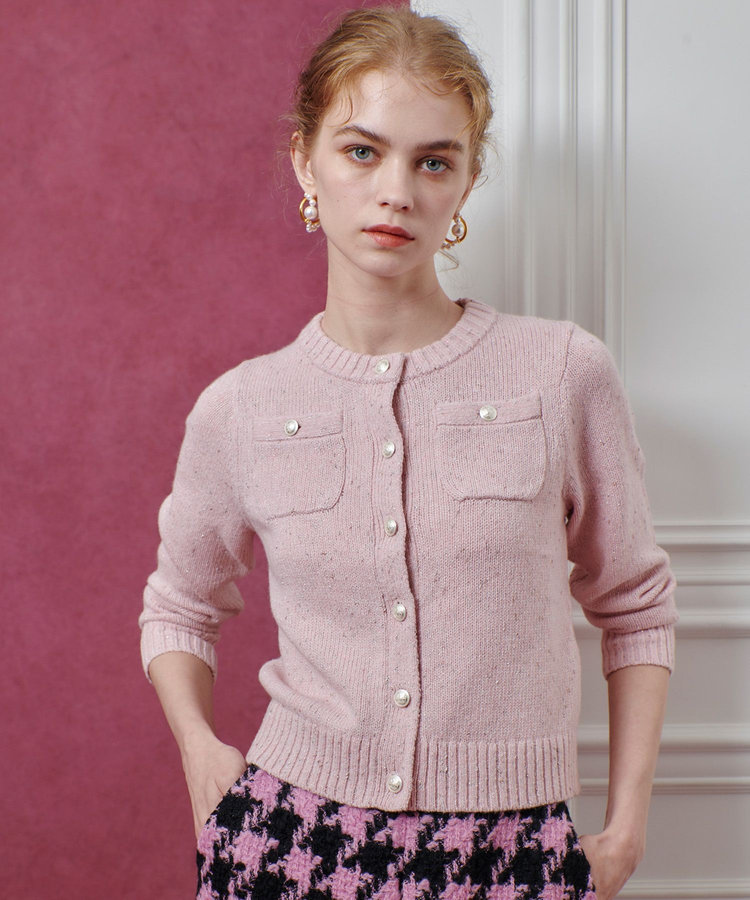 LOULOU WILLOUGHBY 【LOULOU WILLOUGHBY】GRAINYラメカーディガン ピンク (41)