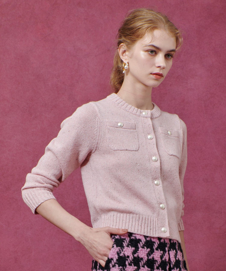 LOULOU WILLOUGHBY 【LOULOU WILLOUGHBY】GRAINYラメカーディガン ピンク (41)