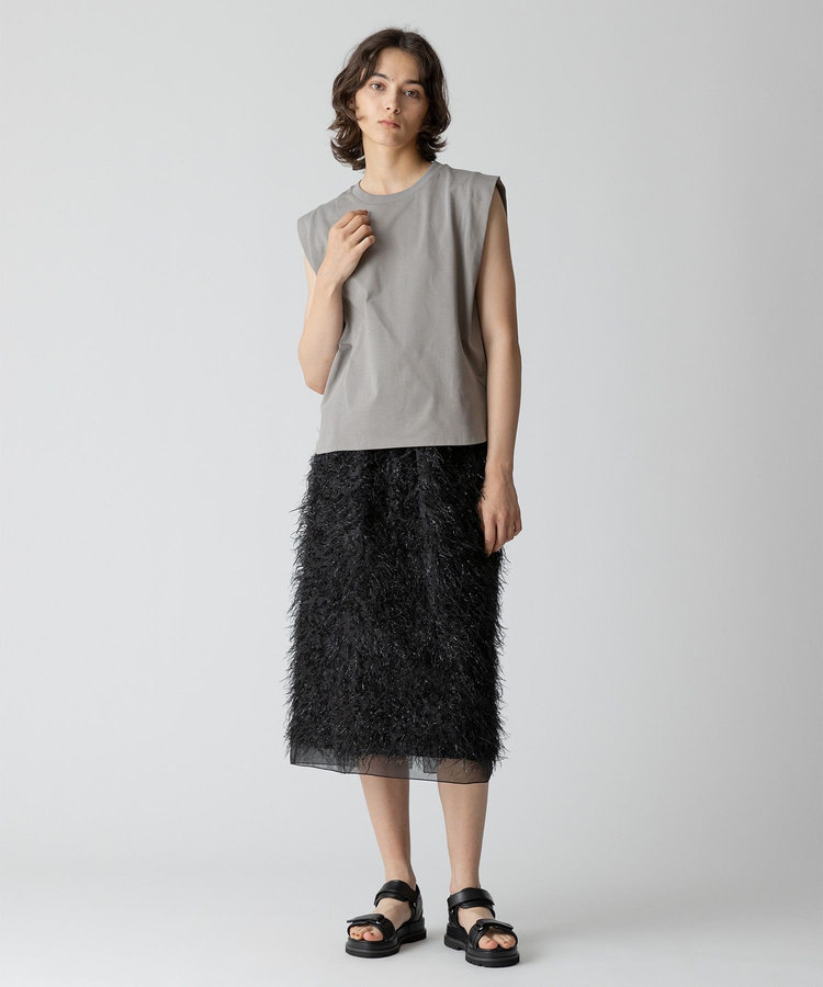 allureville フェザージャガード Iラインスカート ブラック (95)