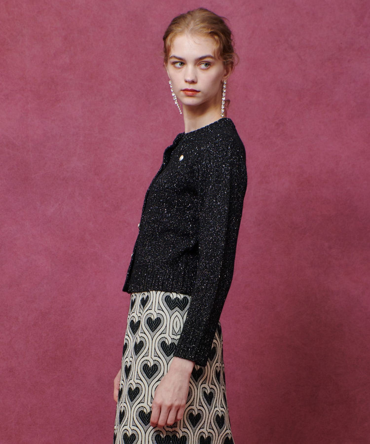 LOULOU WILLOUGHBY 【LOULOU WILLOUGHBY】GRAINYラメカーディガン ブラック (95)