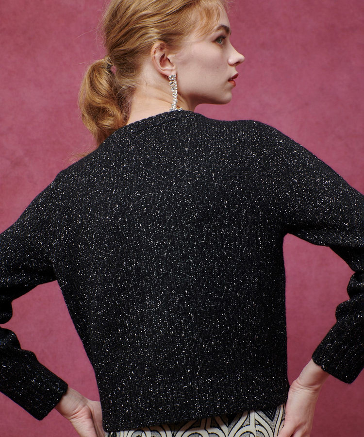 LOULOU WILLOUGHBY 【LOULOU WILLOUGHBY】GRAINYラメカーディガン ブラック (95)