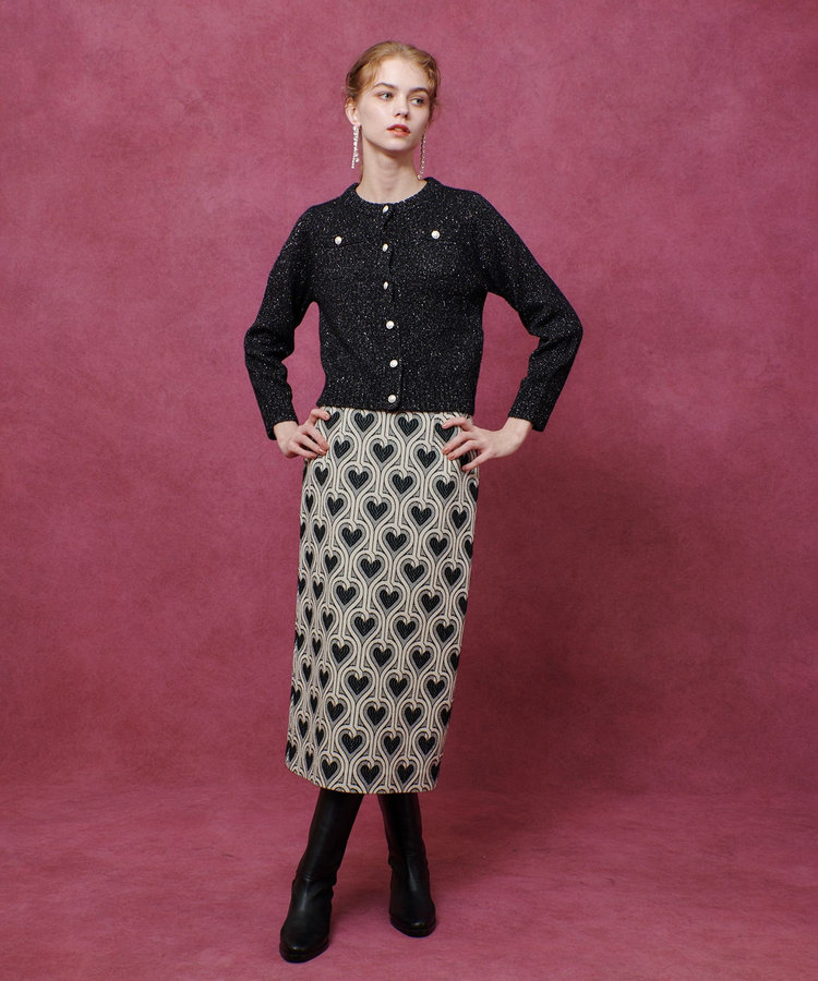 LOULOU WILLOUGHBY 【LOULOU WILLOUGHBY】GRAINYラメカーディガン ブラック (95)